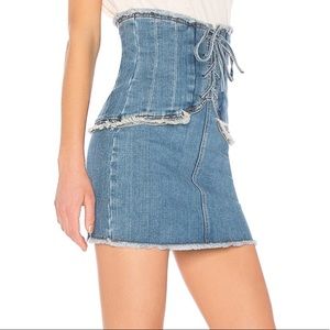 bardot corset denim skirt